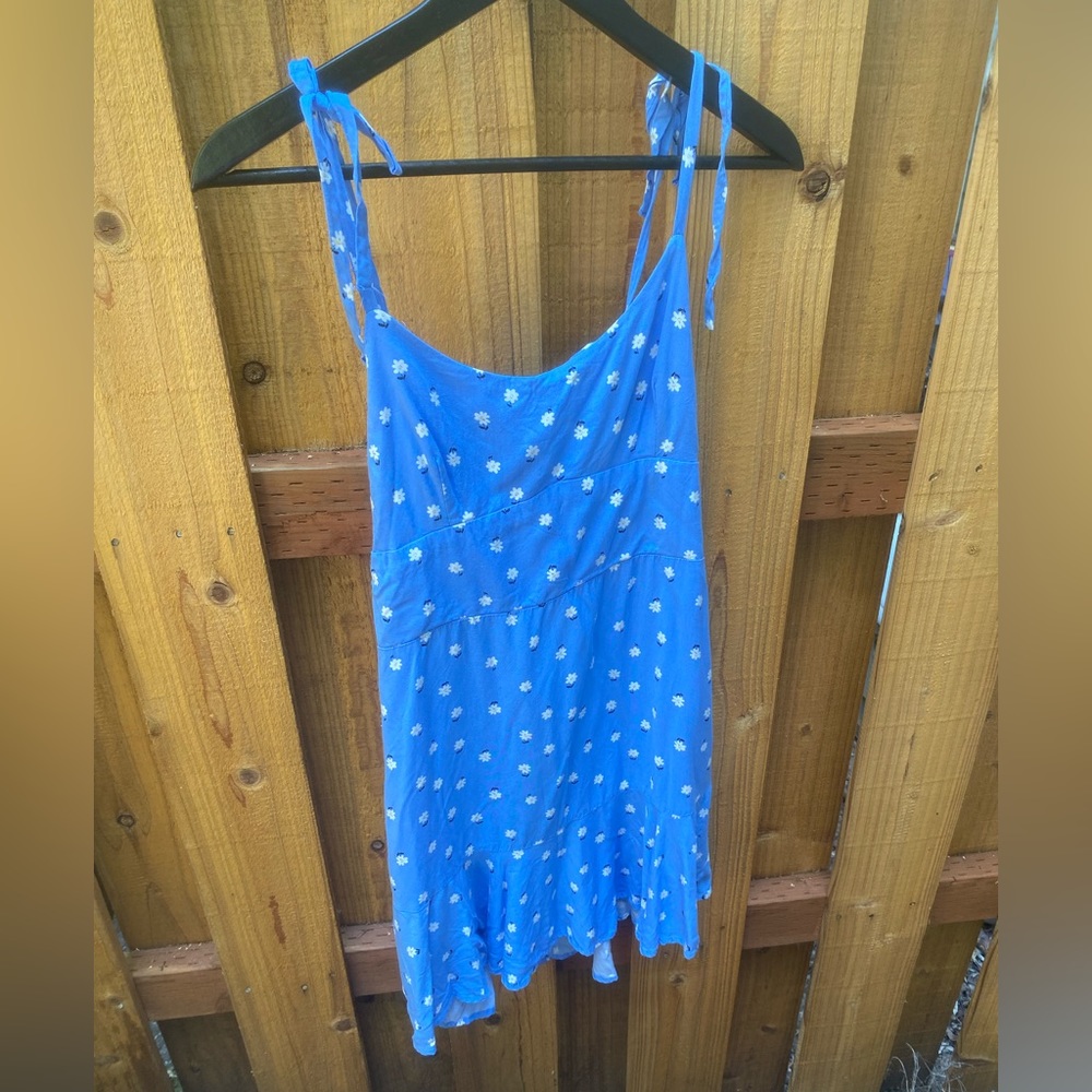 Blue Flower Sundress with Bow Back